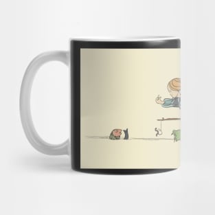 Vintage boy fishing by a lake Mug